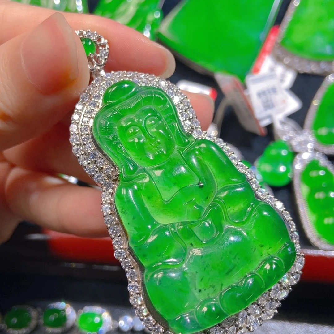 翡翠银S925镶嵌吊坠(不含链)