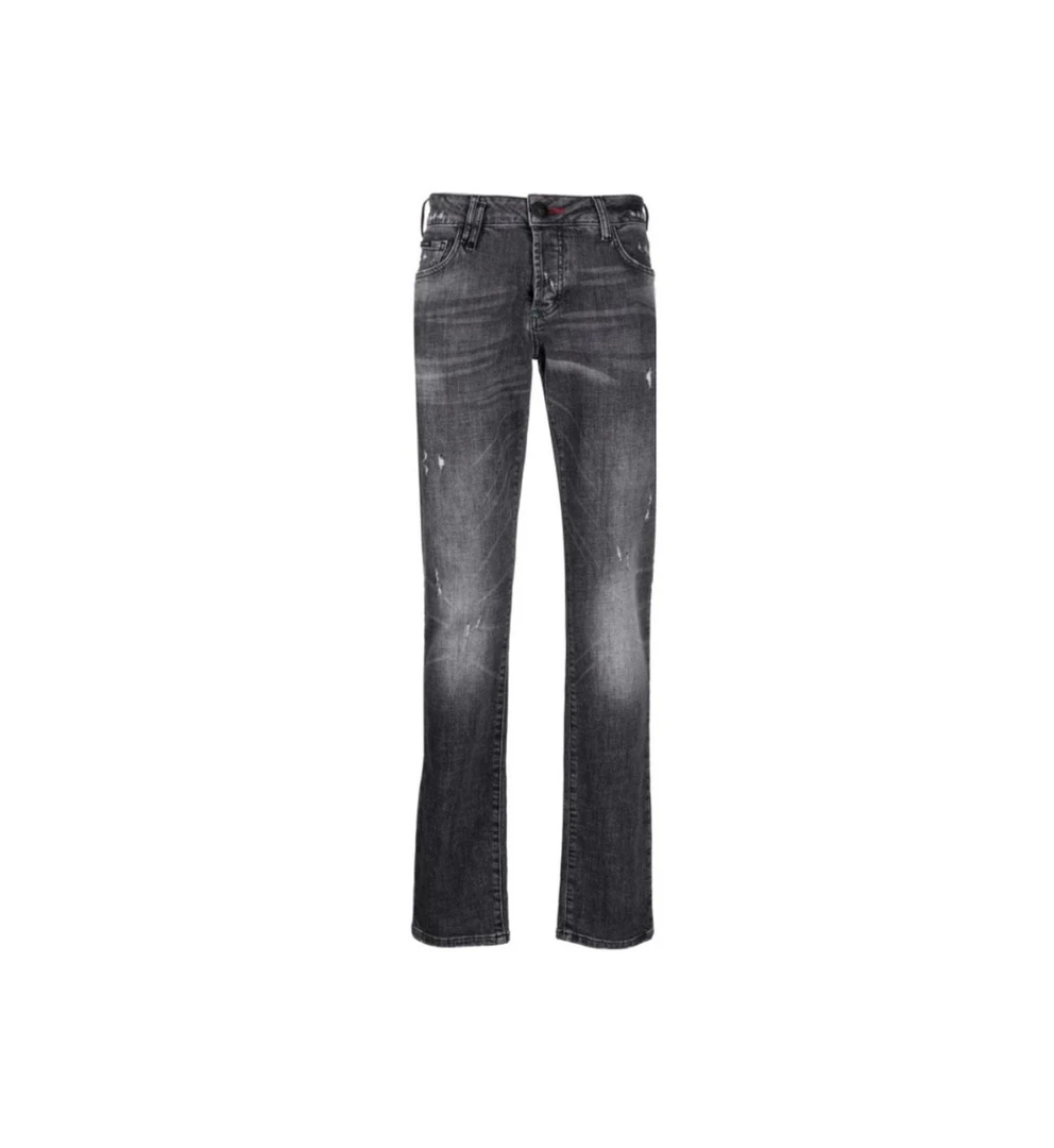 99新 Philipp Plein22新款 腰间系扣水洗做旧牛仔裤 30码