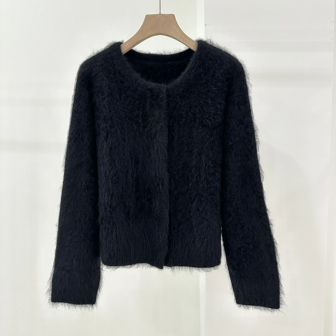 【子溪说衣】黑色拉毛开衫HE-24A24