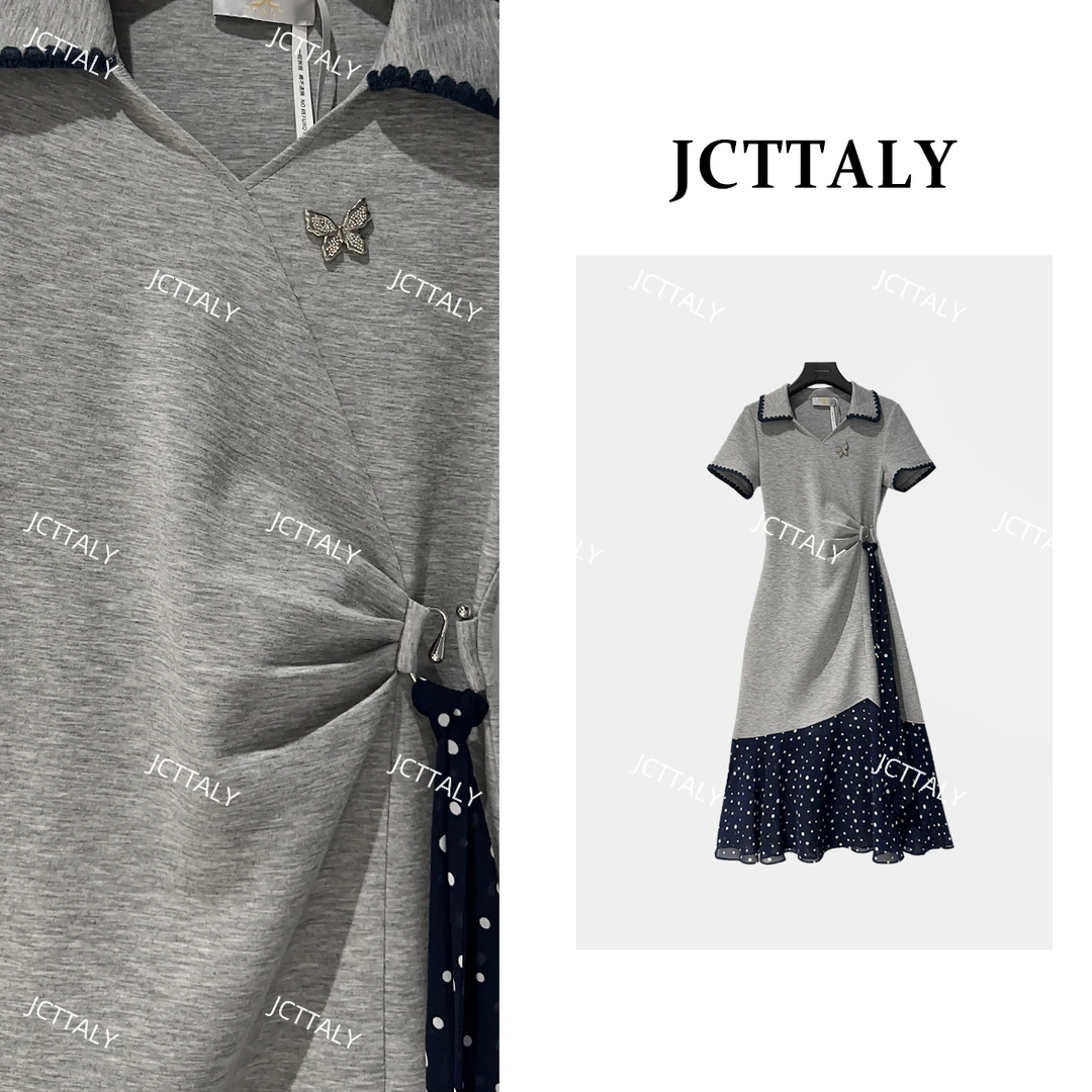 【宠粉价】夏季蝴蝶结拼接韩版女装轻奢修身夏短袖连衣裙JC-A3893