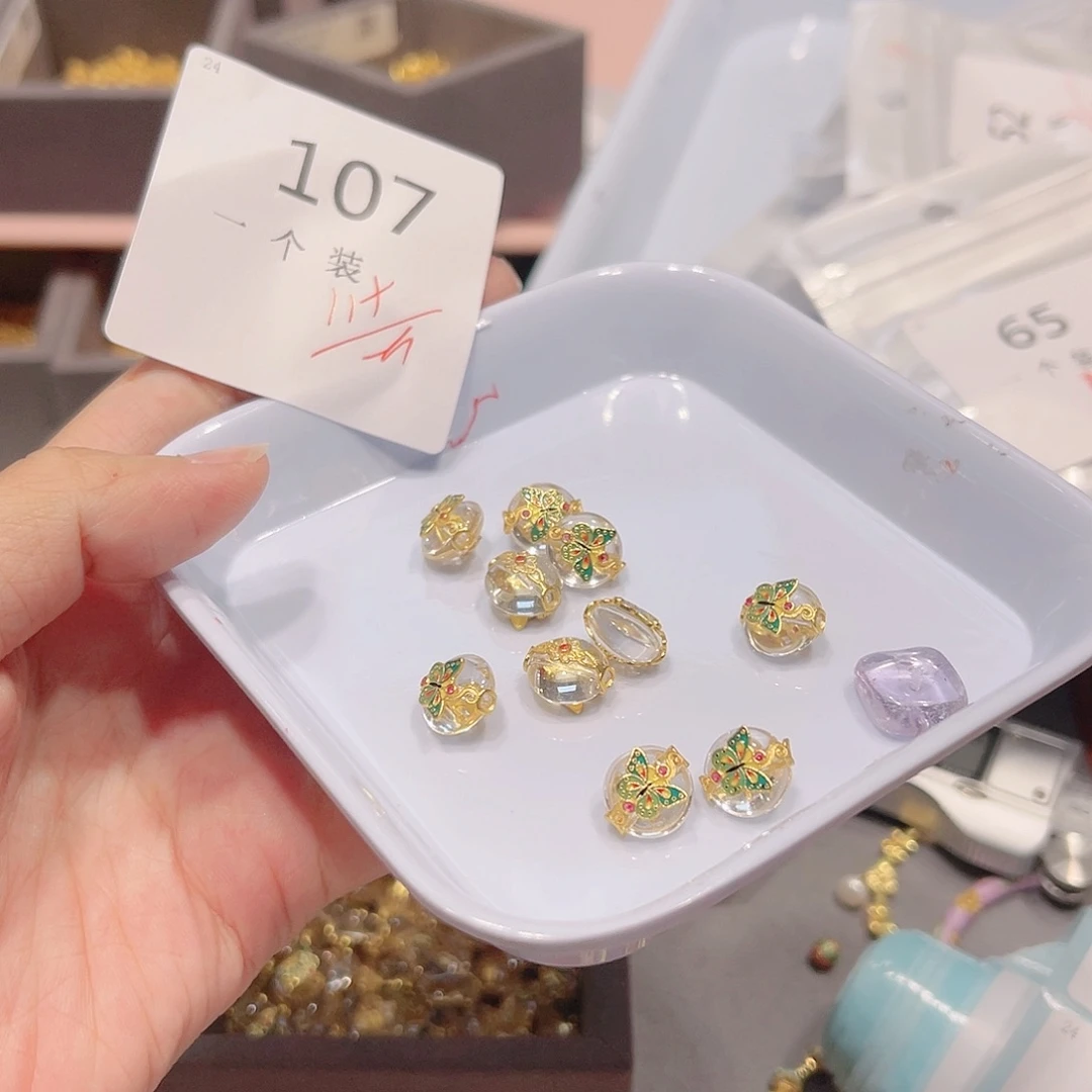 水晶珠宝半成品银S925镀金镶嵌107