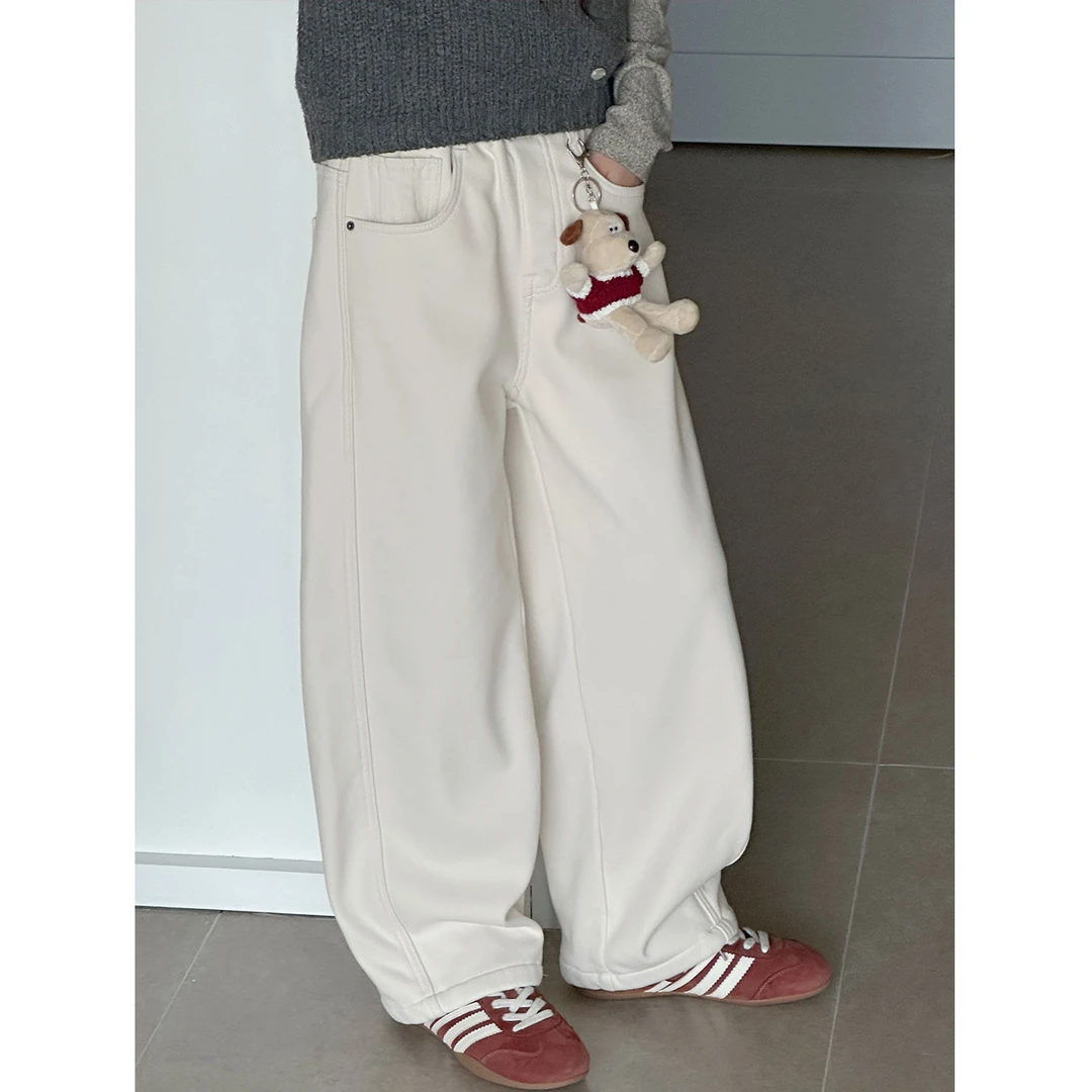 K30292孙小美韩系女童加绒加厚弯刀裤2025秋冬新款儿童裤子休闲裤