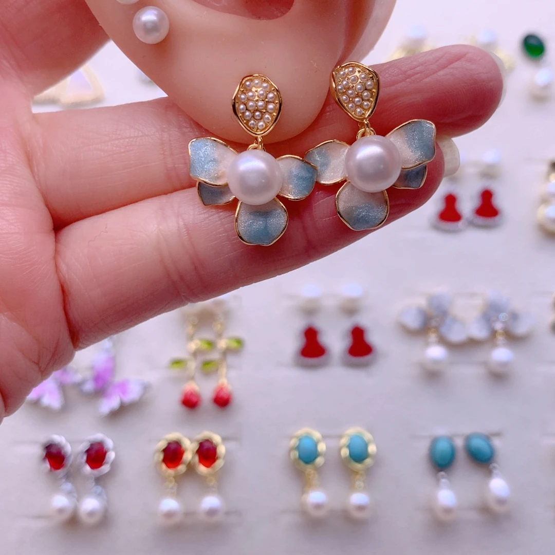 合金淡水珍珠耳饰