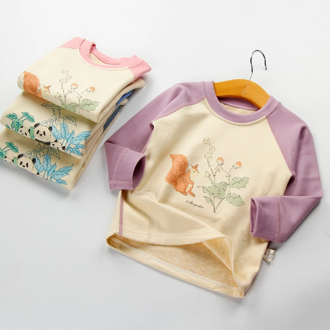 儿童长袖秋衣男女童弹力打底衫宝宝单件德绒保暖上衣T恤加厚内衣