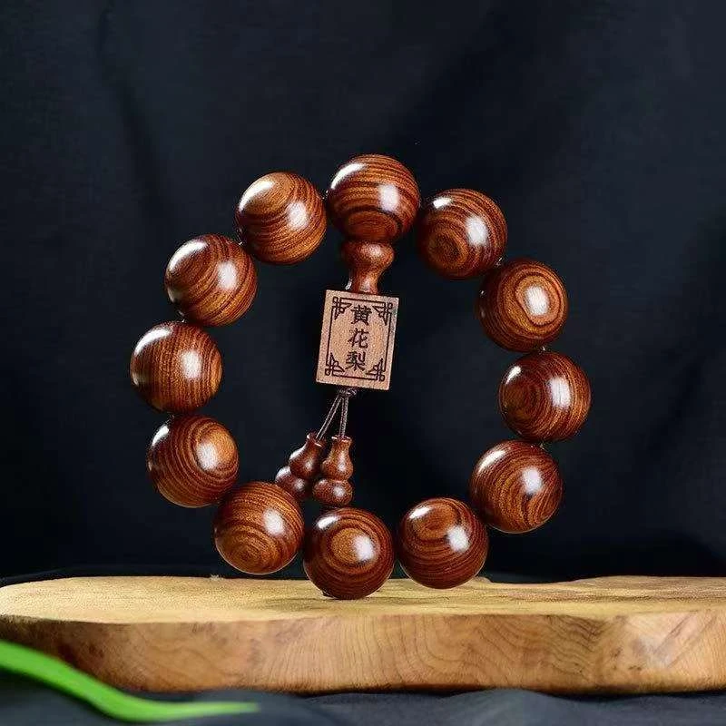 黄花梨手串20mm*12颗手工打磨带牌木质手串