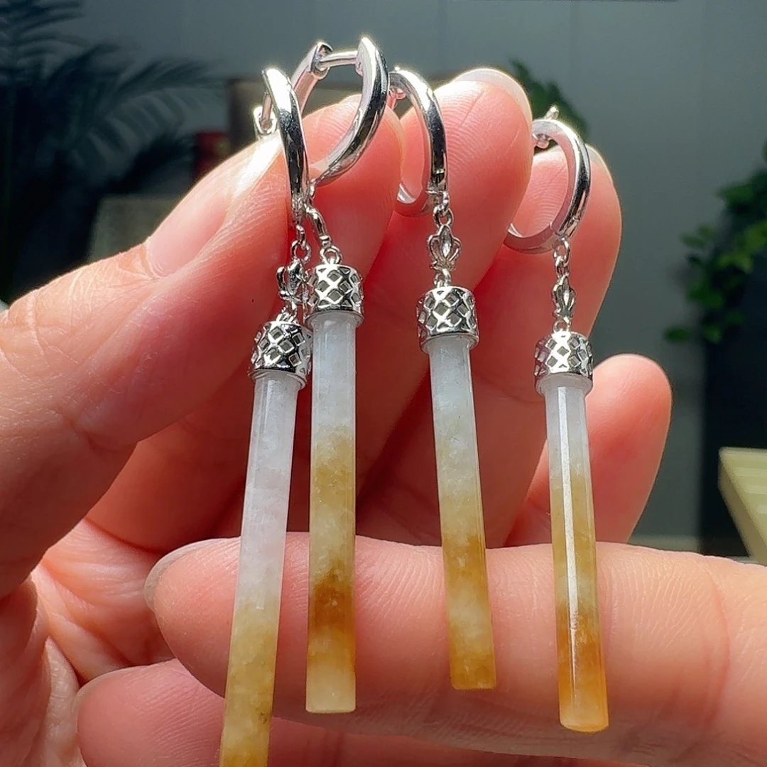 翡翠银S925镶嵌耳饰多样性发货其一