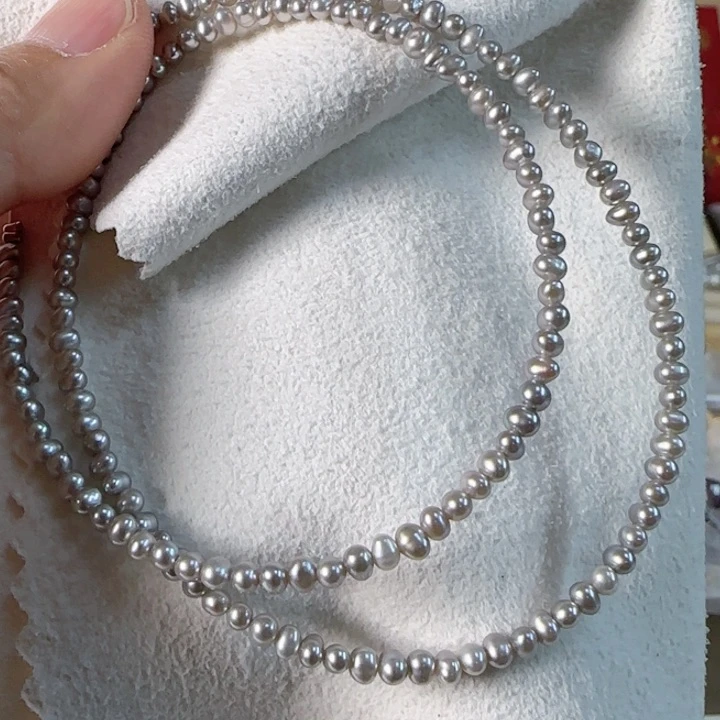 淡水珍珠灰珠卡2加巴洛克极光有正常生长纹925未镶嵌