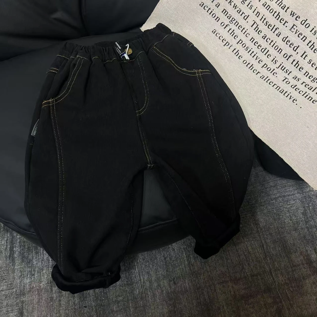 L423韩版加绒牛仔裤