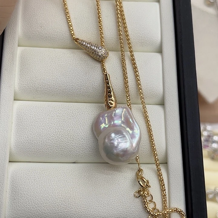 颈饰淡水珍珠银S925镶嵌