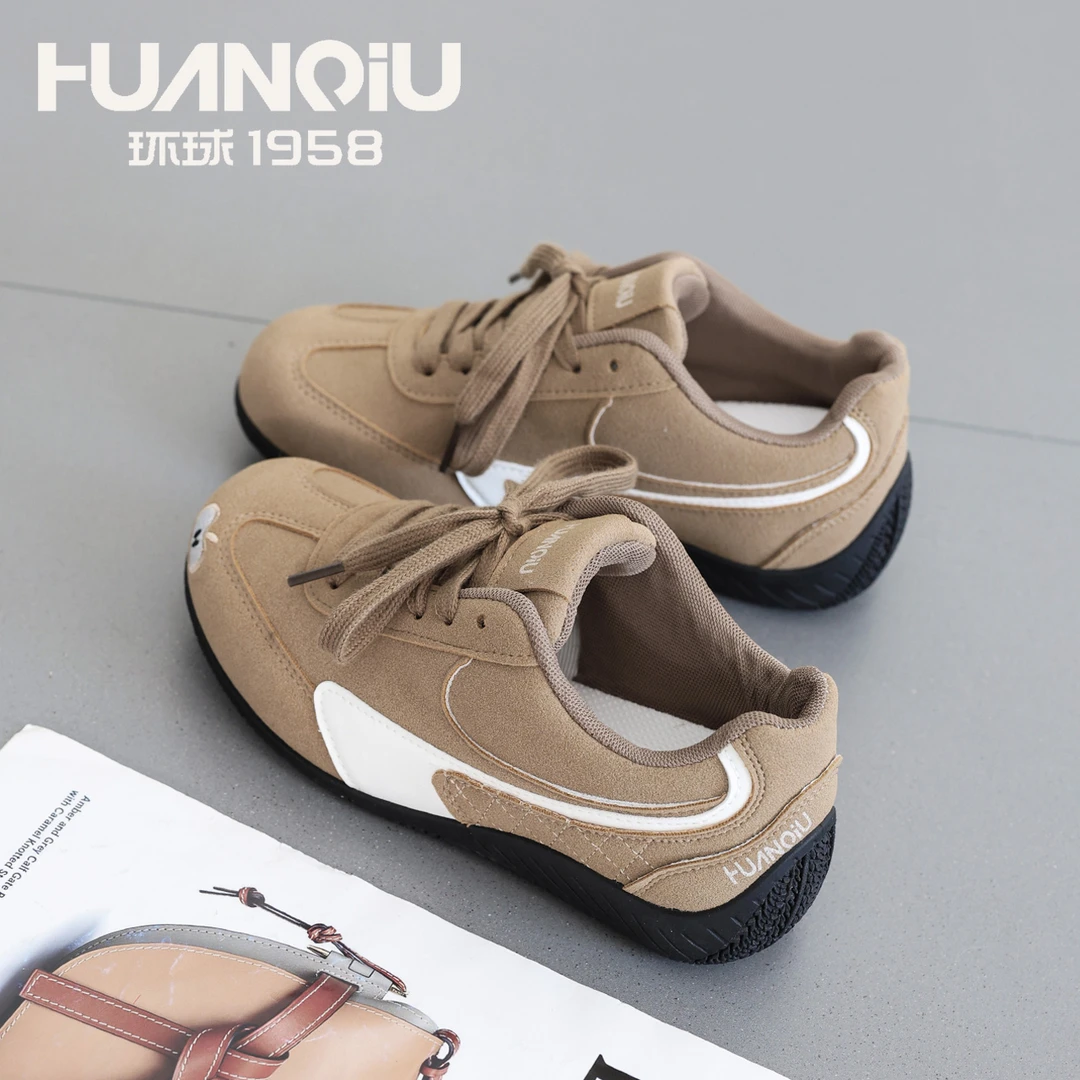 环球HUANQIU2025新款复古德训鞋女ins潮小众百搭休闲平底阿甘鞋