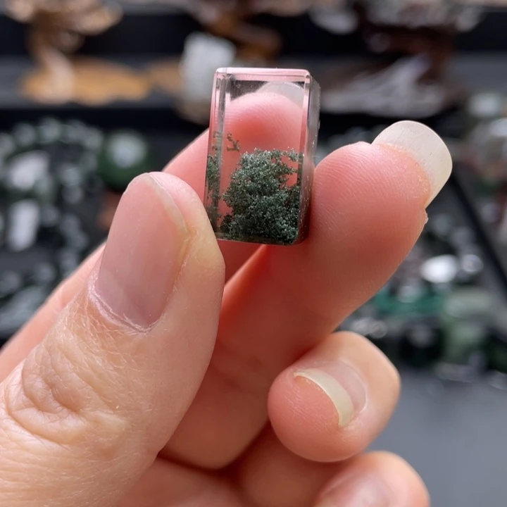 水晶颈饰未镶嵌绿幽灵聚宝盆吊坠