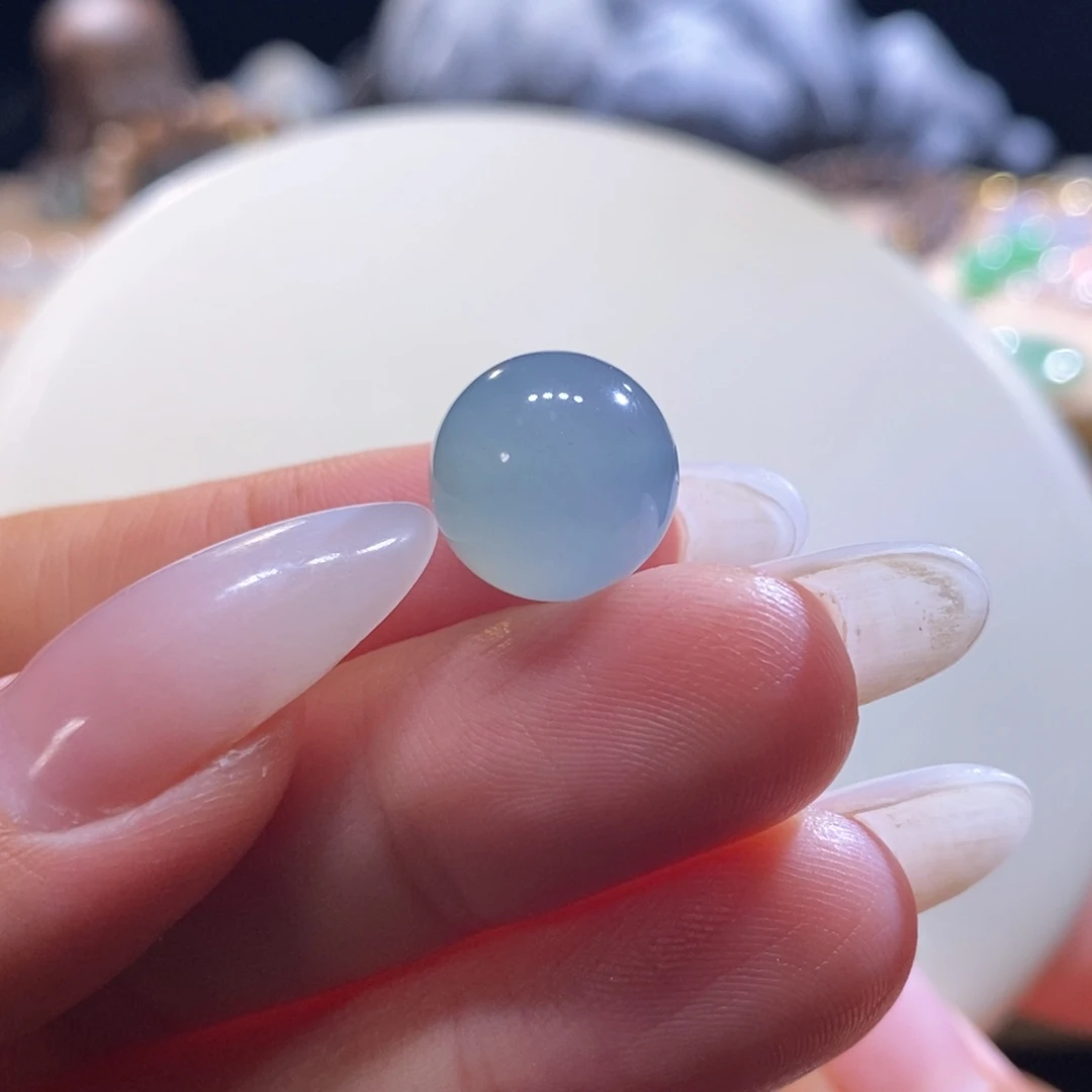 翡翠未镶嵌吊坠(不含链)翡翠冰蓝珠卡13m