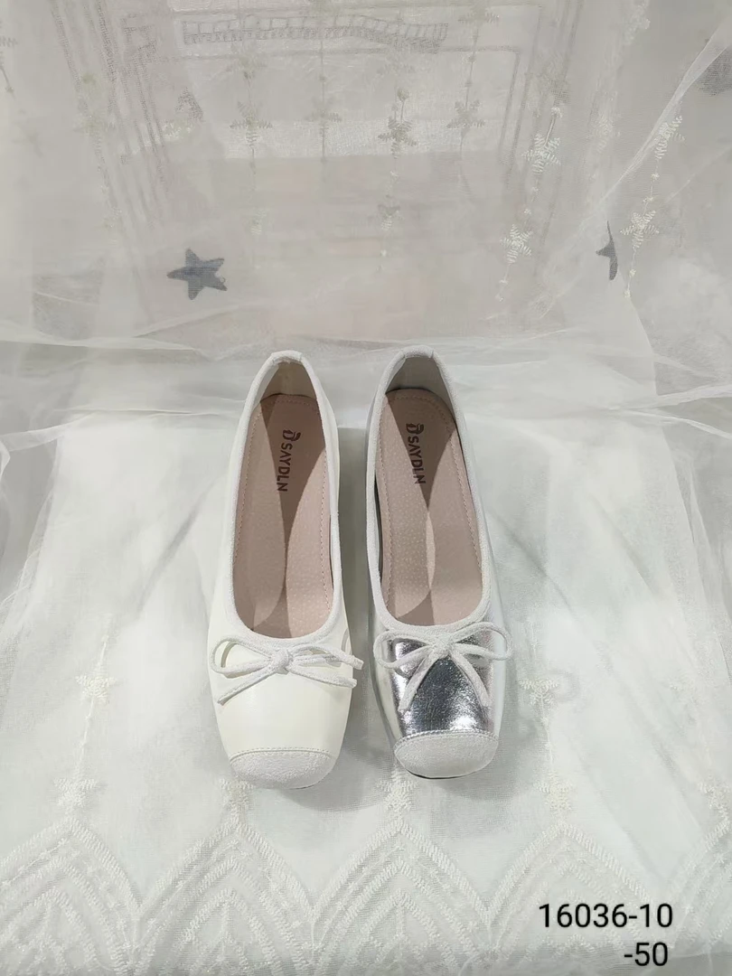 蝴蝶结内增高拼色增高方头单鞋圆头白色高街穿搭