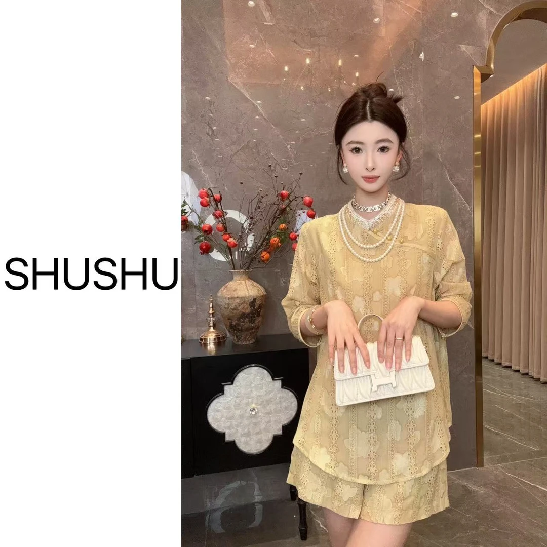 现货【暮云归】新中式气质网红夏季复古国风重工套装