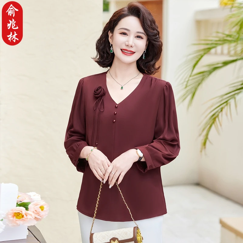 俞兆林喜婆婆婚宴装妈妈夏装衬衣套装中老年女装春夏季小衫两件套