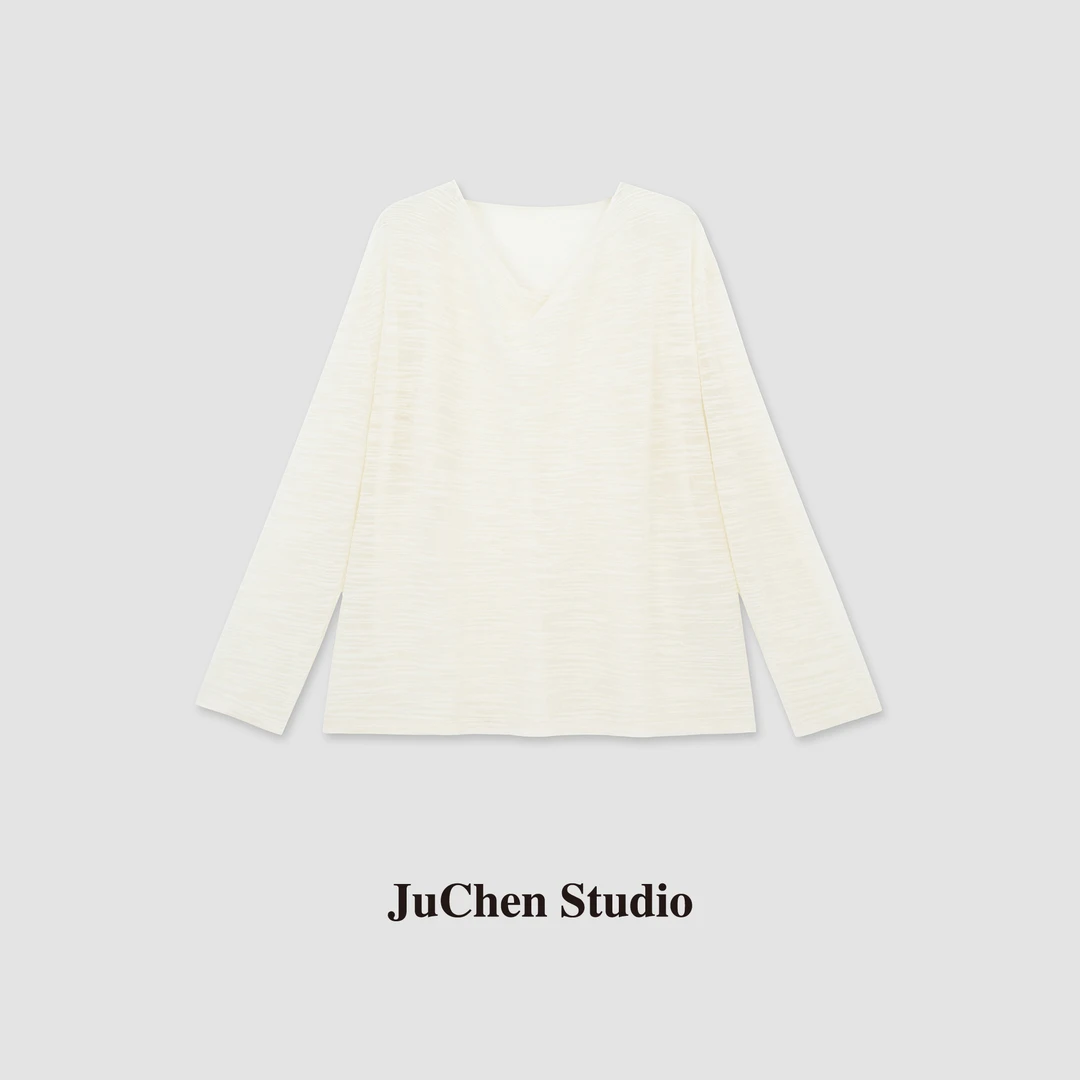 光影织纹艺术感春夏通勤轻薄荡领微透长袖空调罩衫SS108008-45