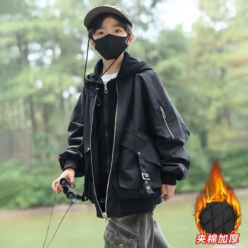 【三防免洗 夹棉加厚】男童冲锋衣棉服外套2025新款中大童儿童装冬