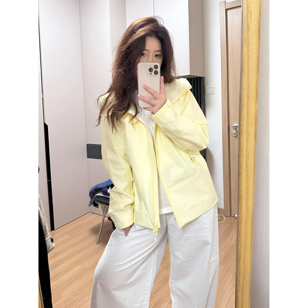 芙沿黄色冲锋衣外套女2025新款三合一户外防风超好看多巴胺登山服