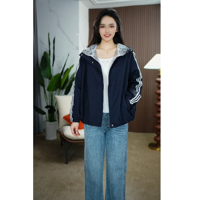 A037春季外套女2025新款运动显瘦连帽时尚外套上衣女休闲户外