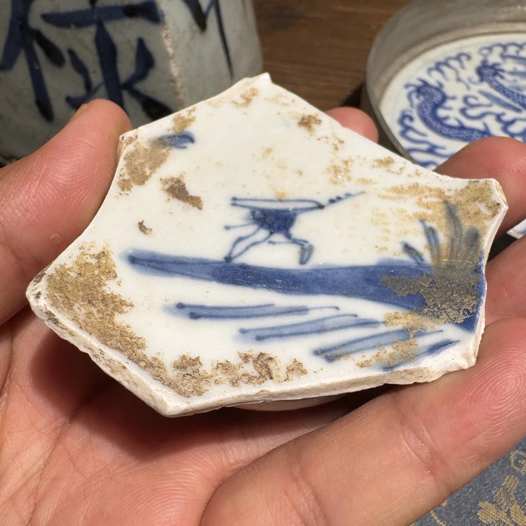 M青花山水人物风景图瓷片标本学习收藏顺丰包邮手工手绘