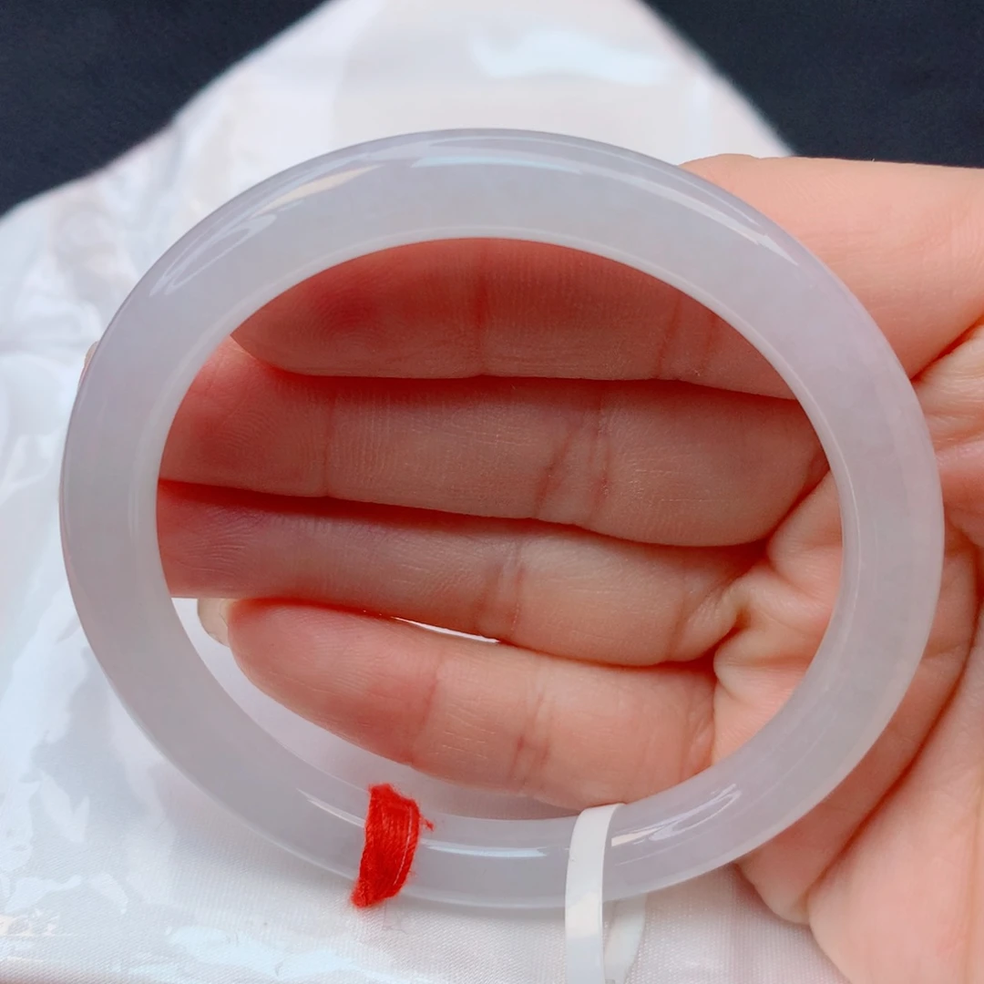 翡翠未镶嵌手镯53-54冰透白月光