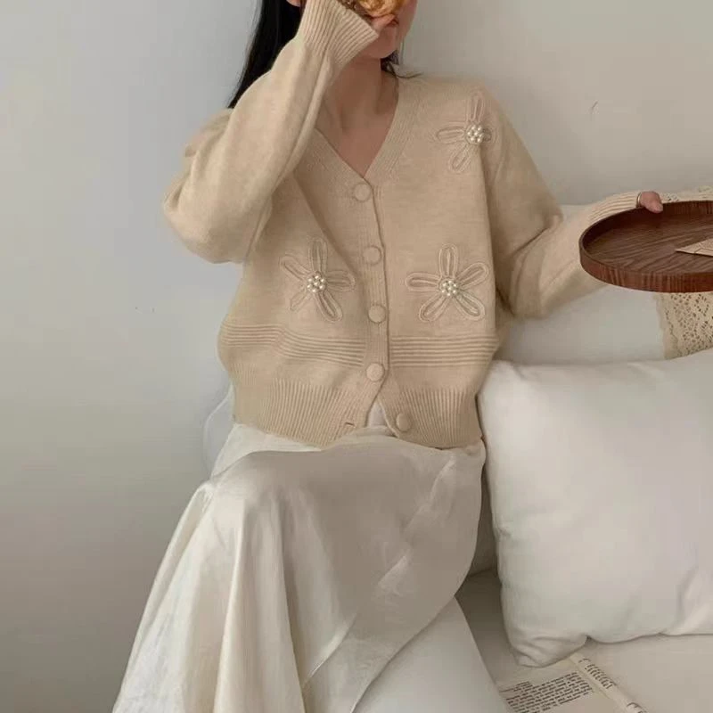 Q4286气质拼接常规款女上衣毛针织衫针织百搭宽松轻职风