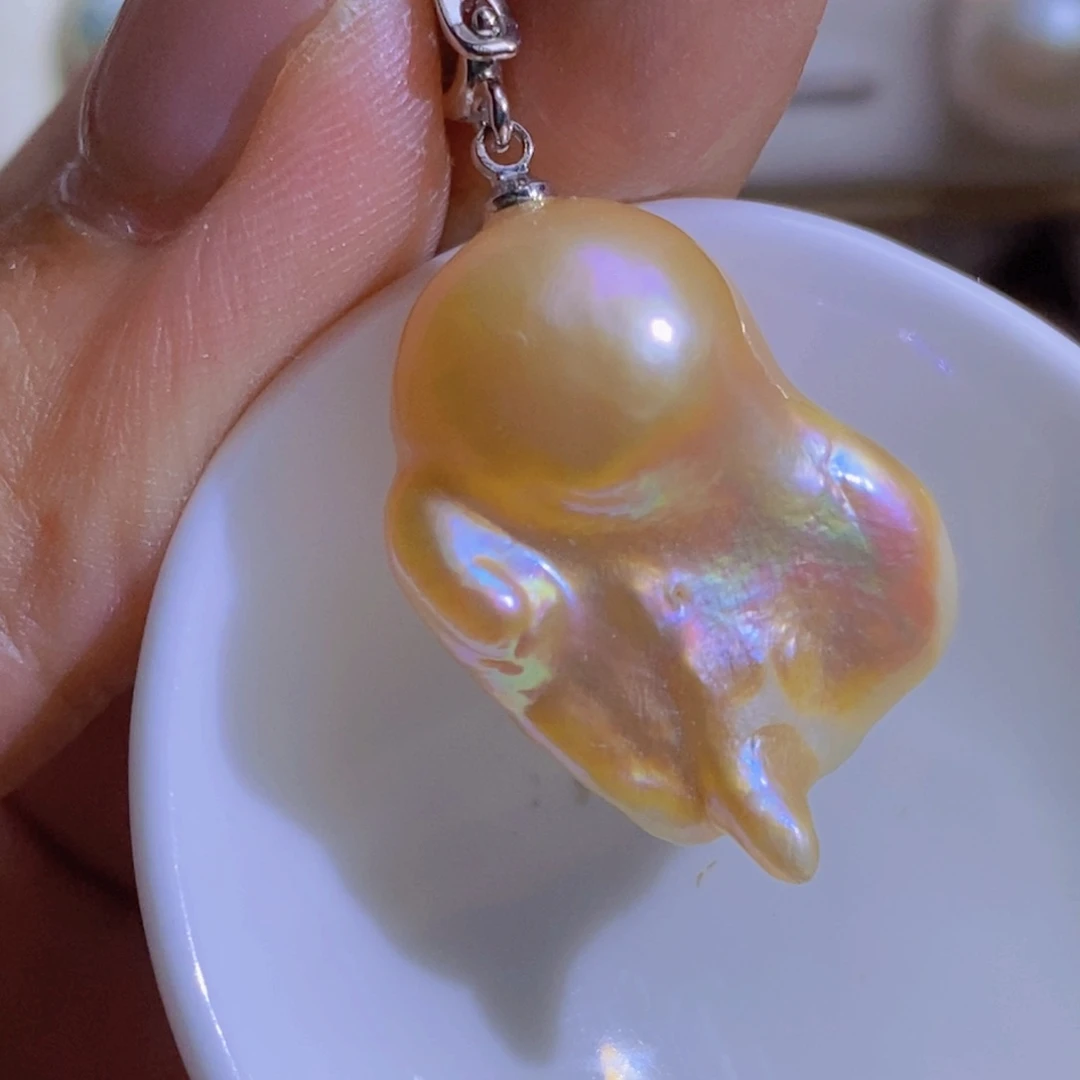 银S925镶嵌淡水珍珠微瑕