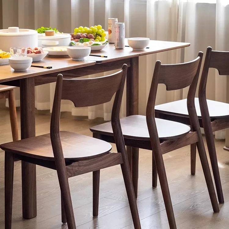 北美黑胡桃木椅子吃饭桌餐椅简约餐厅木桌新中式餐桌椅客厅