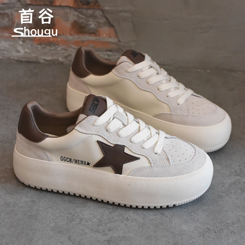 shougu/首谷2025秋季新款休闲板鞋女爆款百搭星星面包小白鞋ins潮
