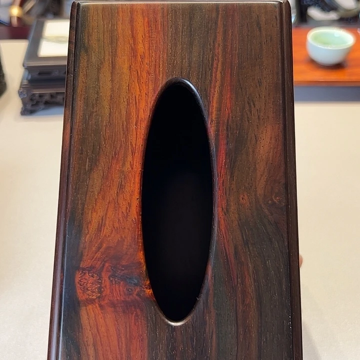交趾黄檀（大红酸枝）黑飘红大号纸巾盒
