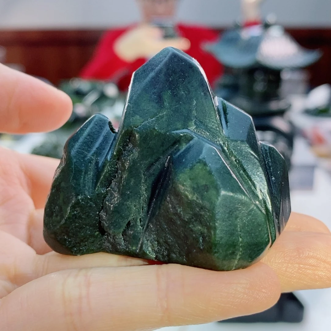 未镶嵌和田玉（青玉）摆件玉山香插