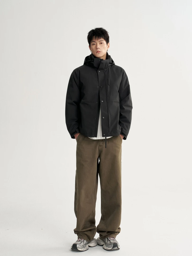 真两件压胶冲锋90白鸭绒保暖男士潮流冲锋衣式羽绒服F074