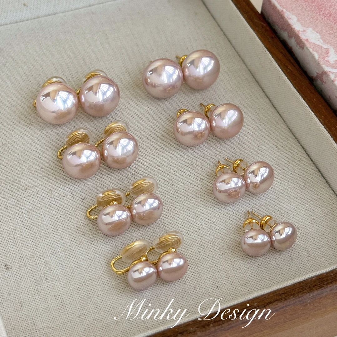 铜合金耳饰 「遗珠」温柔小众珍珠耳钉蚊香盘耳夹高级感无耳洞耳饰