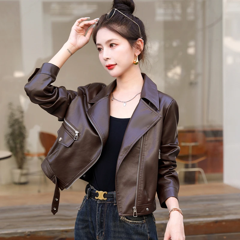 2025秋季新款皮衣外套女短款机车服女装休闲小个子pu皮春秋皮夹克