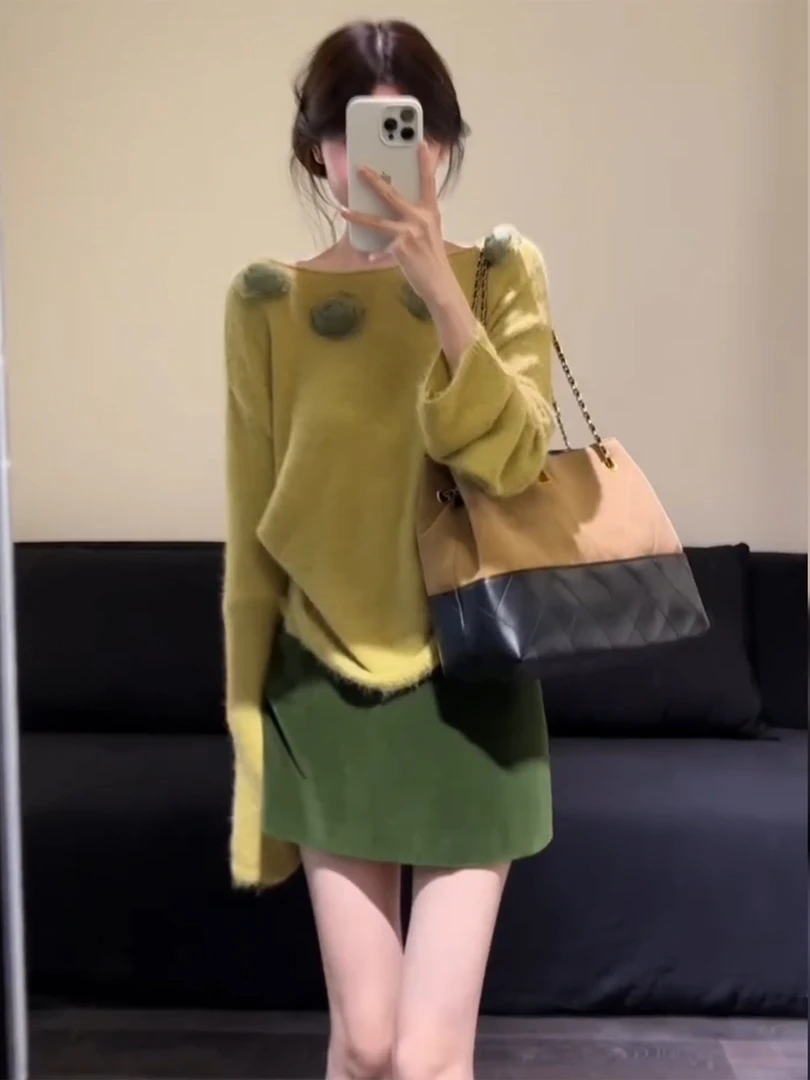 法式温柔慵懒松弛感气质针织衫半身裙套装女2025秋减龄一整套穿搭