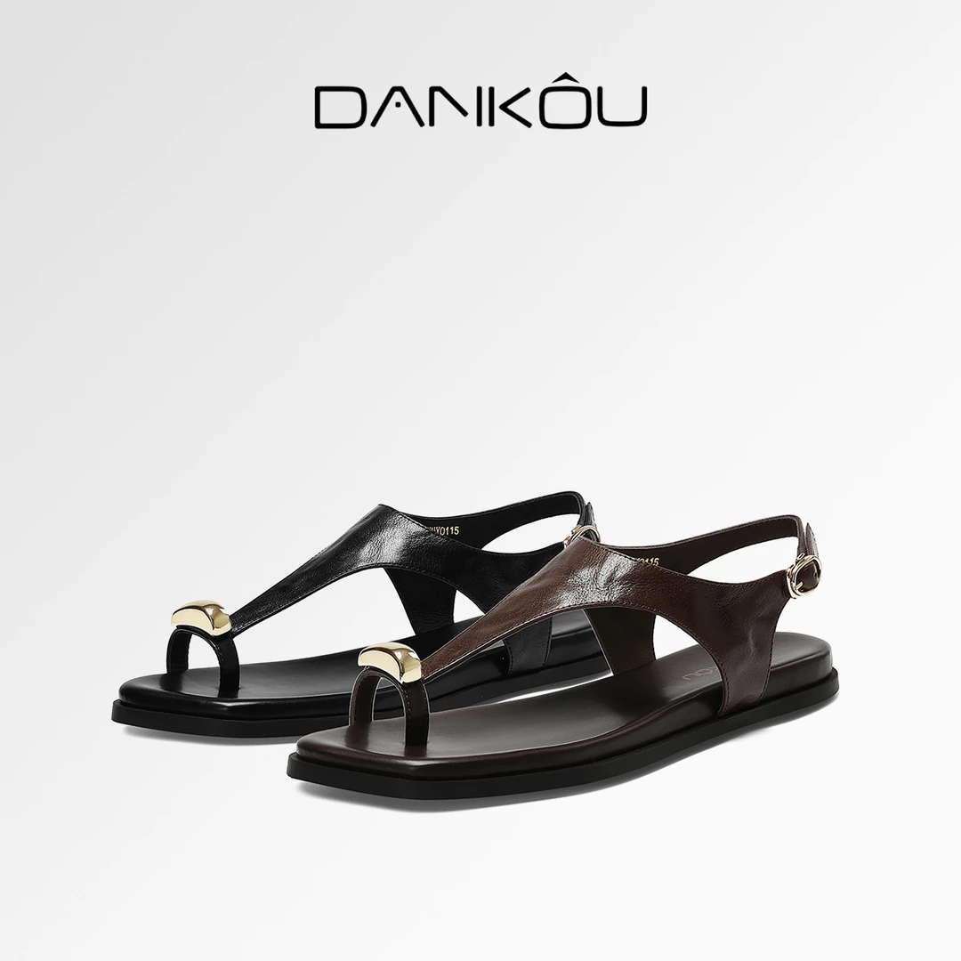 DANKOU丹蔻 夏季上新小众金属指环时髦套趾女凉鞋