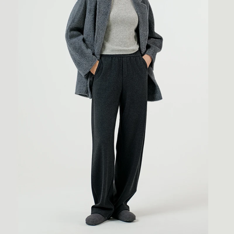 海维恩【羊毛镰刀裤】无敌舒适冬季新款520g加厚保暖垂感直筒裤显瘦