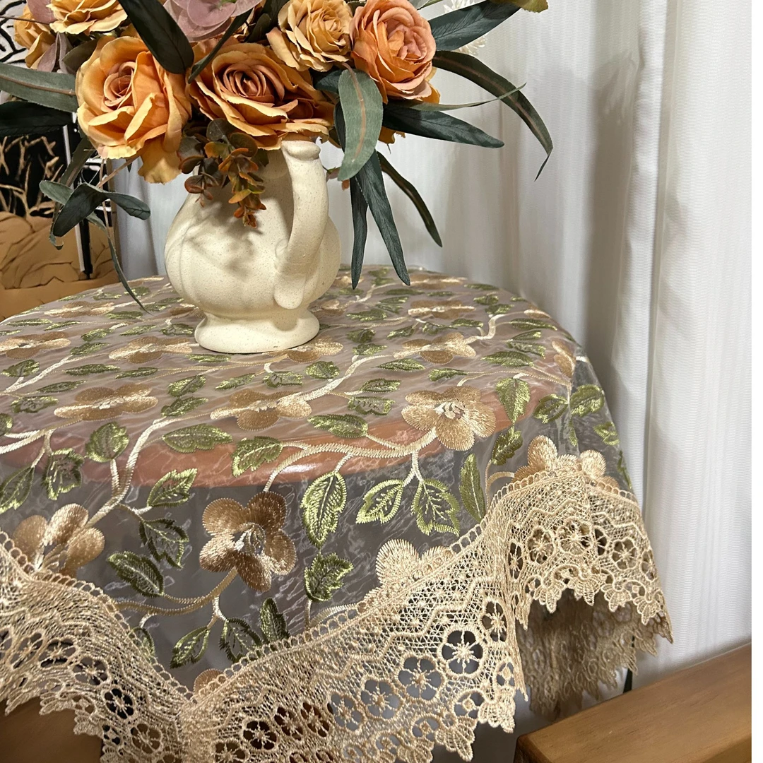 方形盖布刺绣防尘盖布法式蕾丝