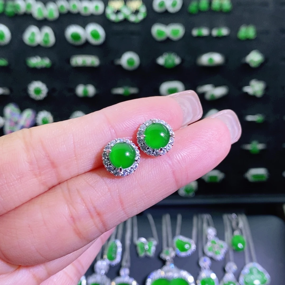 翡翠银S925镶嵌耳饰多样性