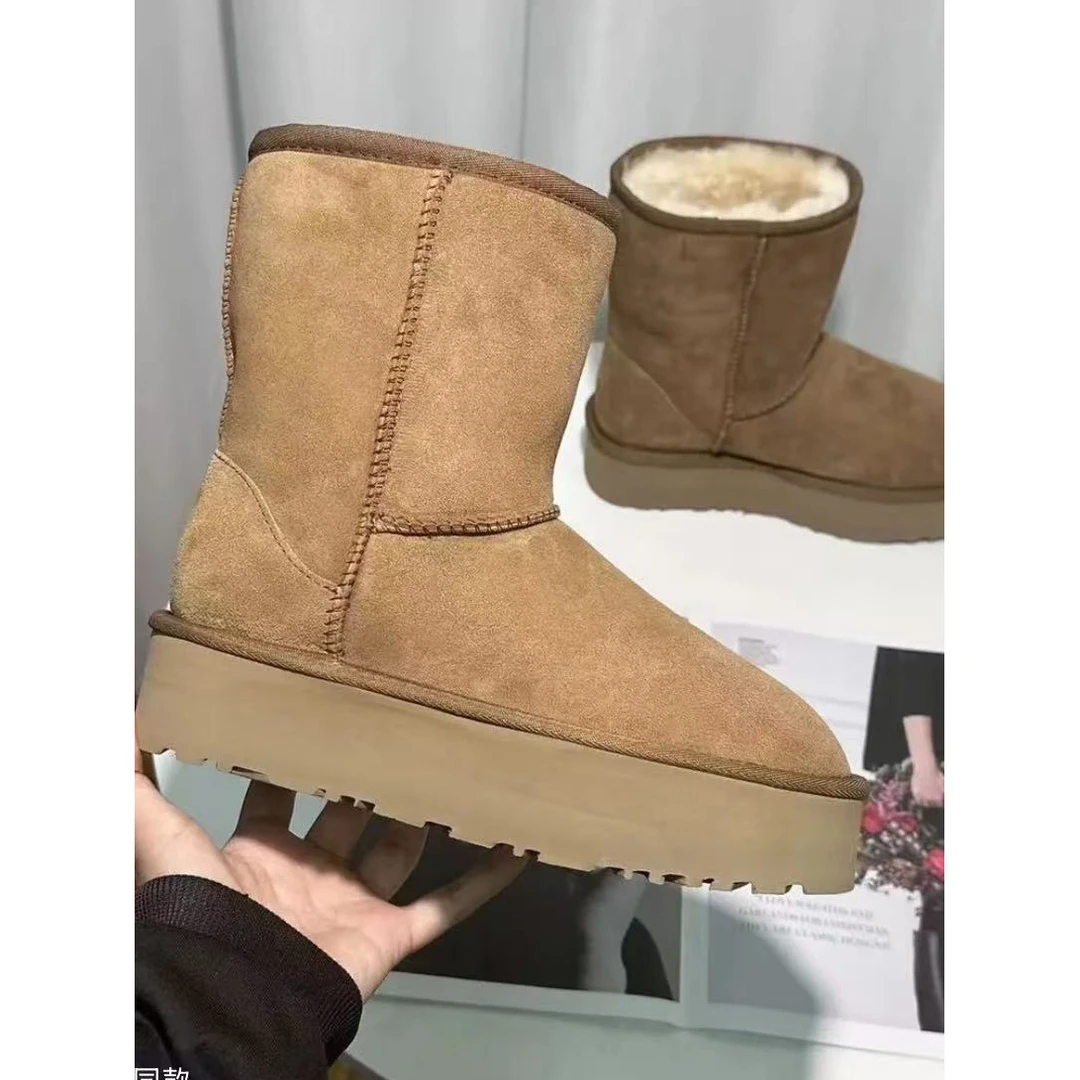 【河南桑坡】5825羊皮毛一体雪地靴女款冬季防滑增高时尚百搭保暖