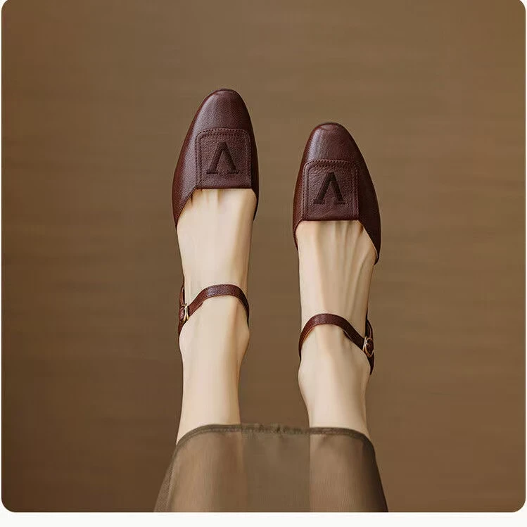 【翘颜品牌】2025夏季新款法式女包头浅口时装软底复古单鞋6198