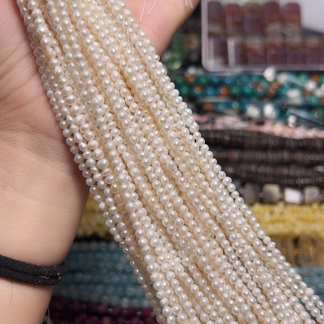 玛瑙/玉髓足银镶嵌珠宝半成品Z171贝壳珍珠电镀小米珠3mm