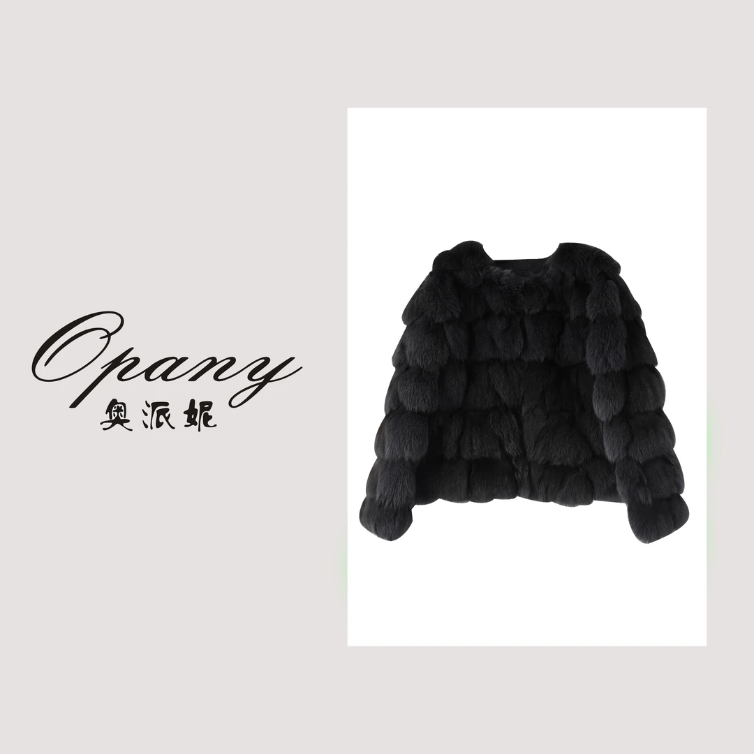 奥派妮皮草秋冬时尚芬兰进口拼接狐狸毛OPN2428