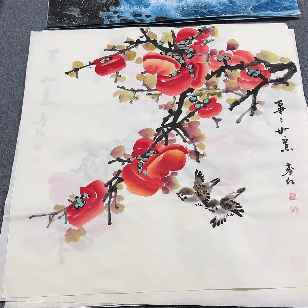 国画尺寸70X70手绘作品