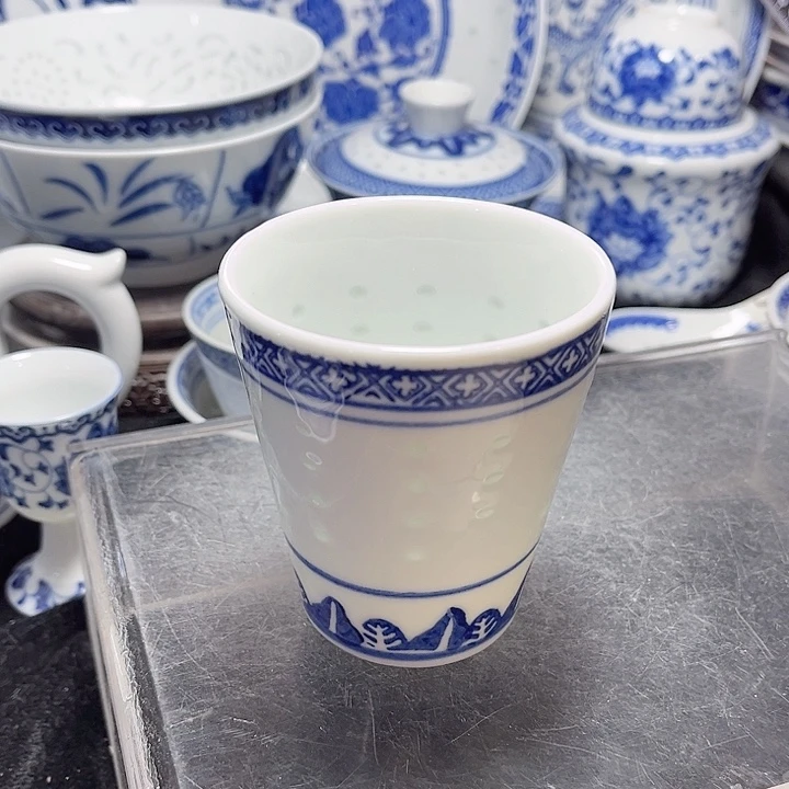 碗青花玲珑可乐杯