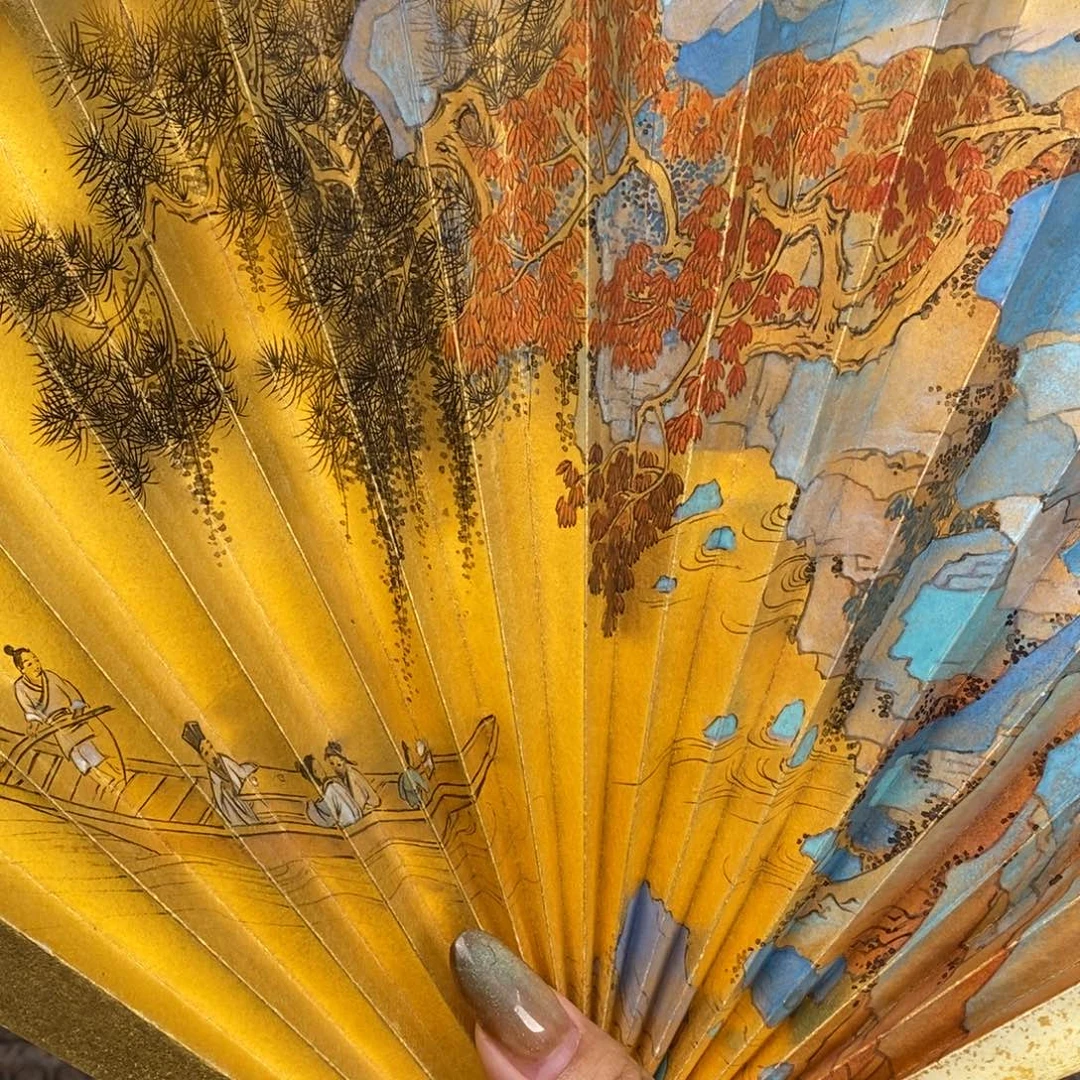 乐***只扇子补差价泥金山水扇面