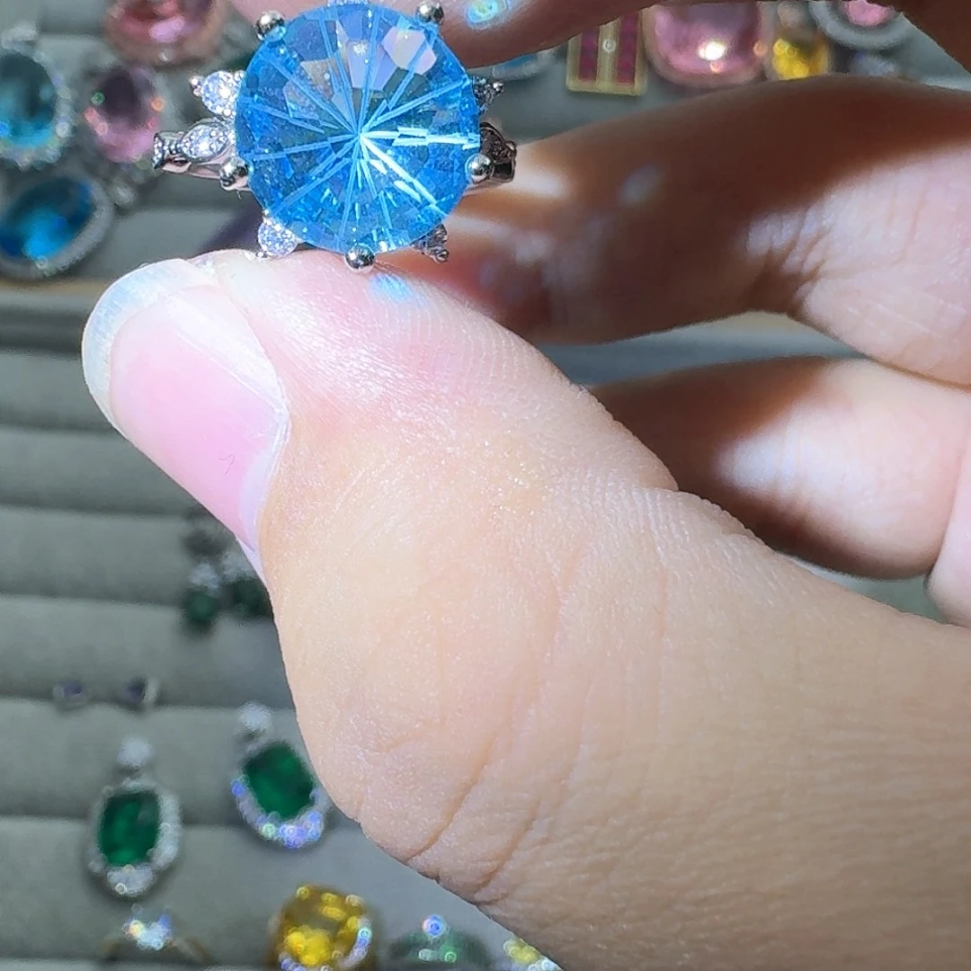 绿水晶戒指银S925镶嵌