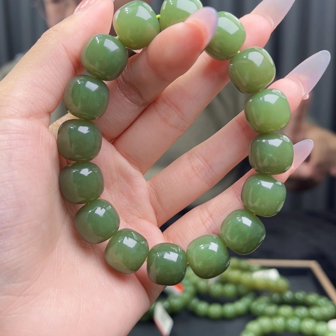 和田玉未镶嵌手链天然和田玉新疆若羌青黄口14