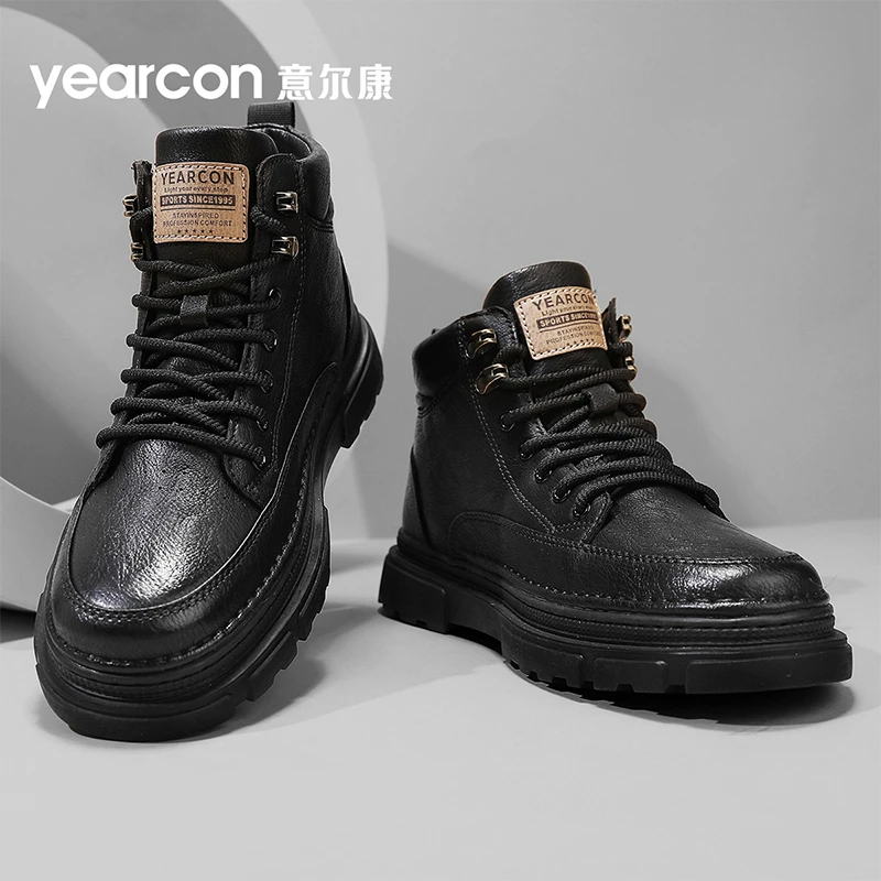 意尔康正品男士皮鞋潮流休闲时尚百搭高帮潮鞋男士英伦风马丁靴