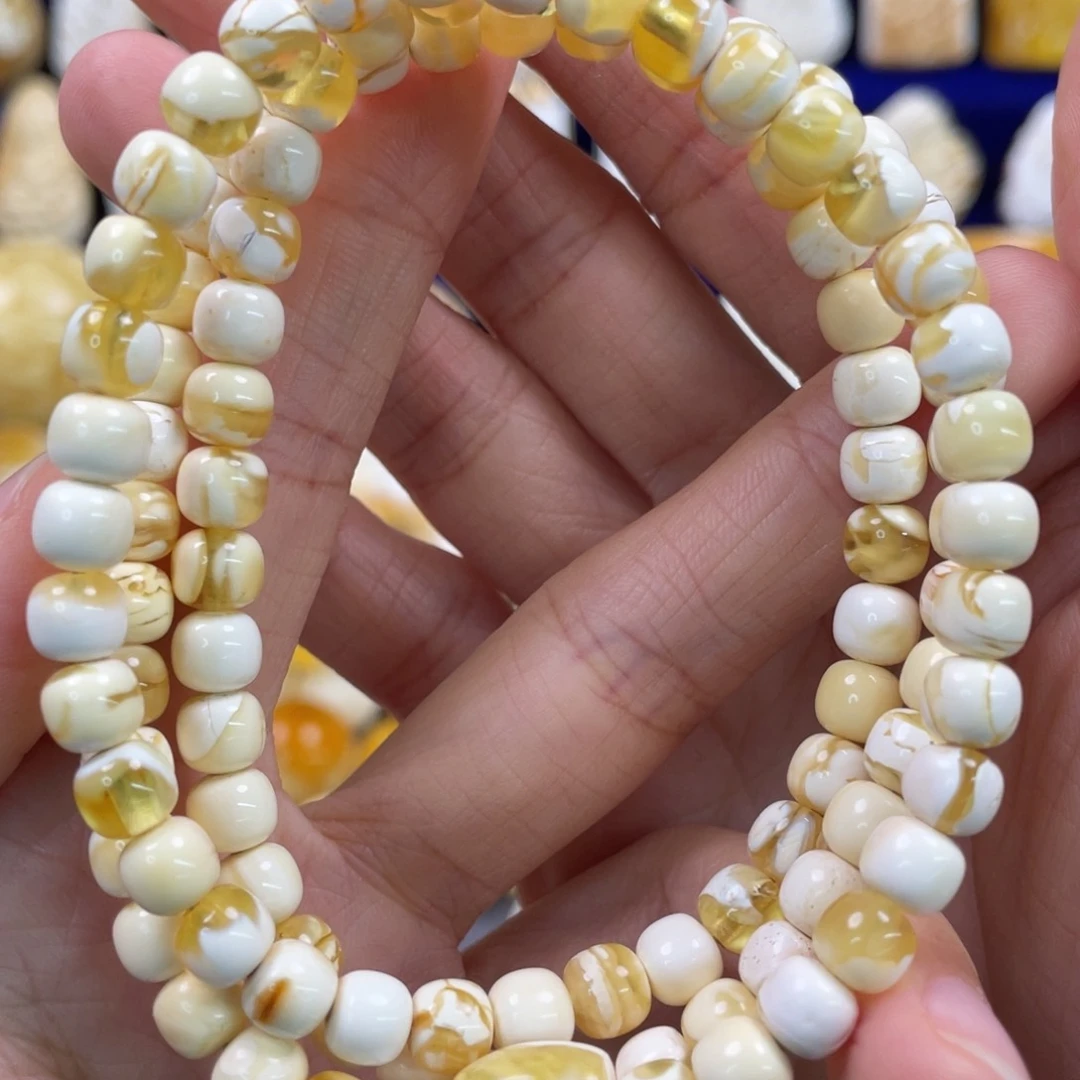 蜜蜡裸石未镶嵌琥珀蜜蜡108卡6.4mm